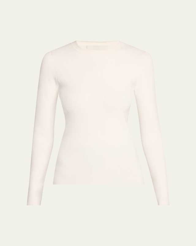 Long-Sleeve Compact Rib-Knit Top